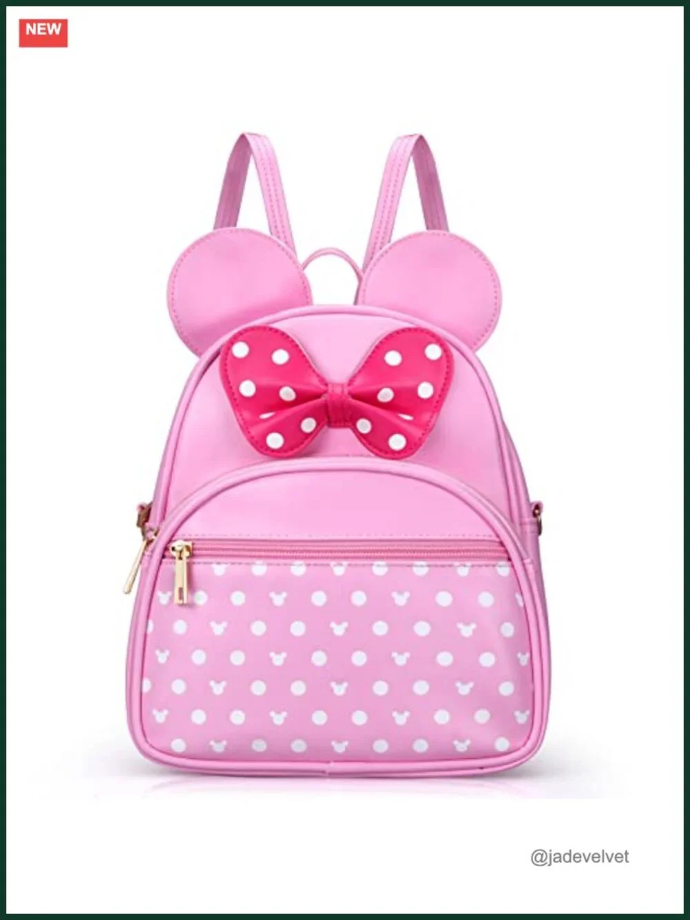 Kids' Mini Backpack with Minnie Mouse Design, Adjustable Strap, PU Leather